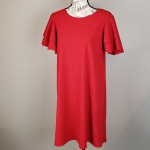 {Tiana B.} Red Dress layered sleeves Evening Wedding Formal